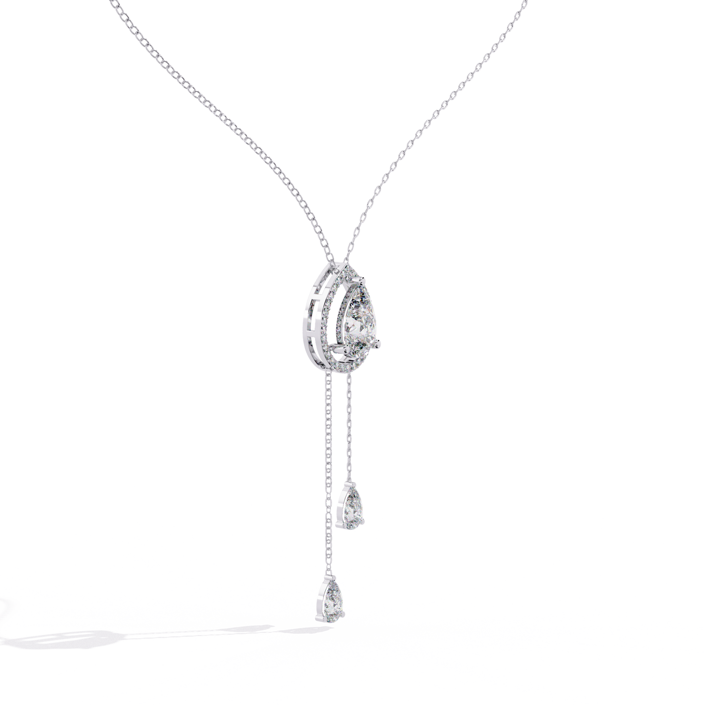 Celestial Drop Halo Diamond Necklace