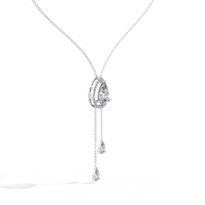 Celestial Drop Halo Diamond Necklace