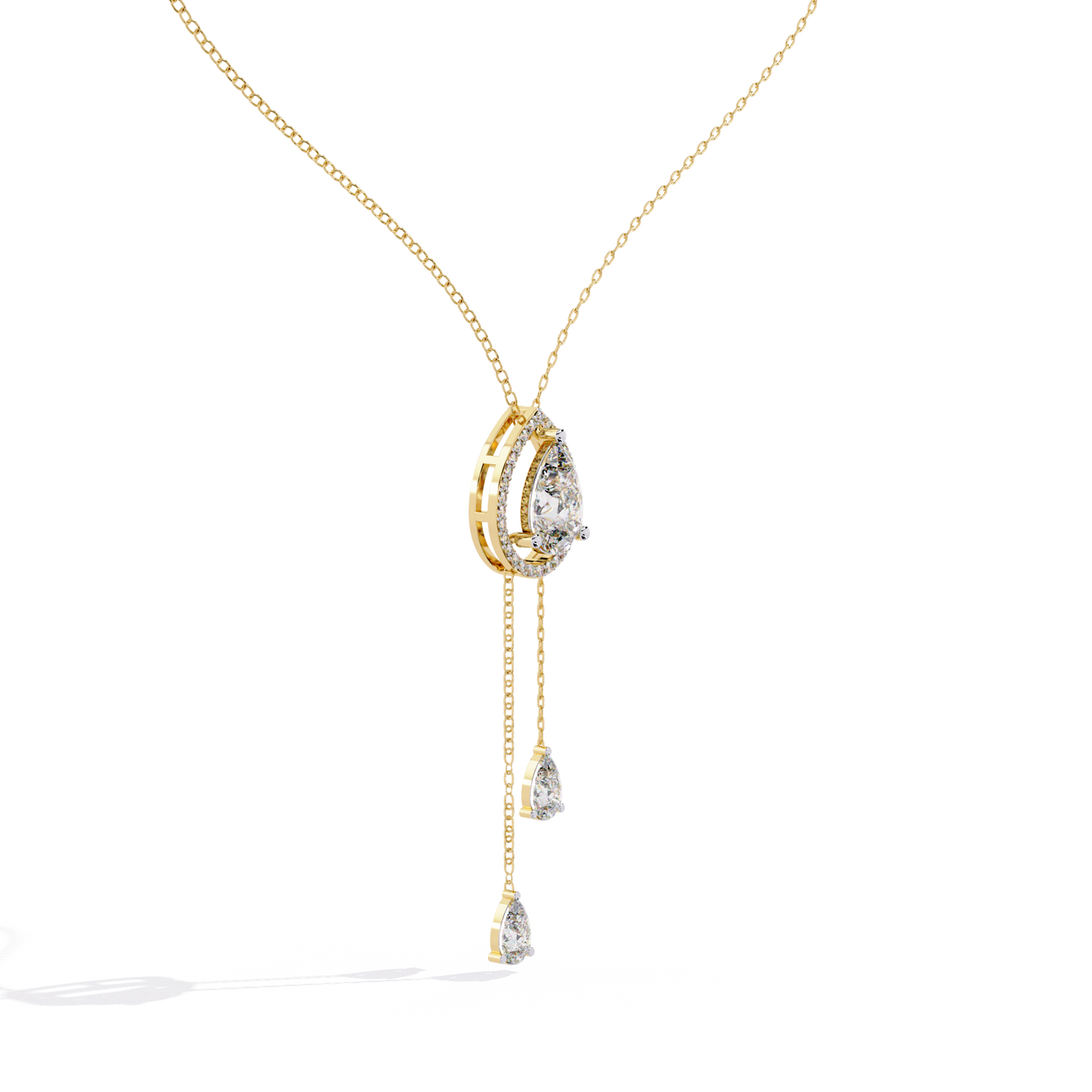 Celestial Drop Halo Diamond Necklace