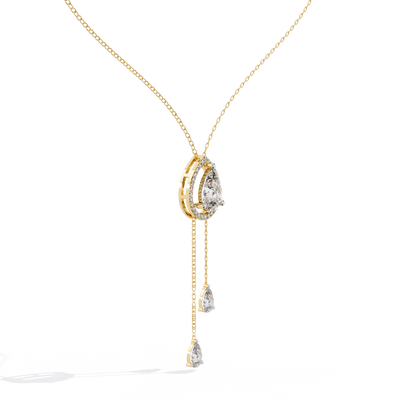 Celestial Drop Halo Diamond Necklace
