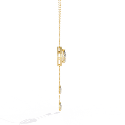 Celestial Drop Halo Diamond Necklace