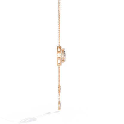 Celestial Drop Halo Diamond Necklace