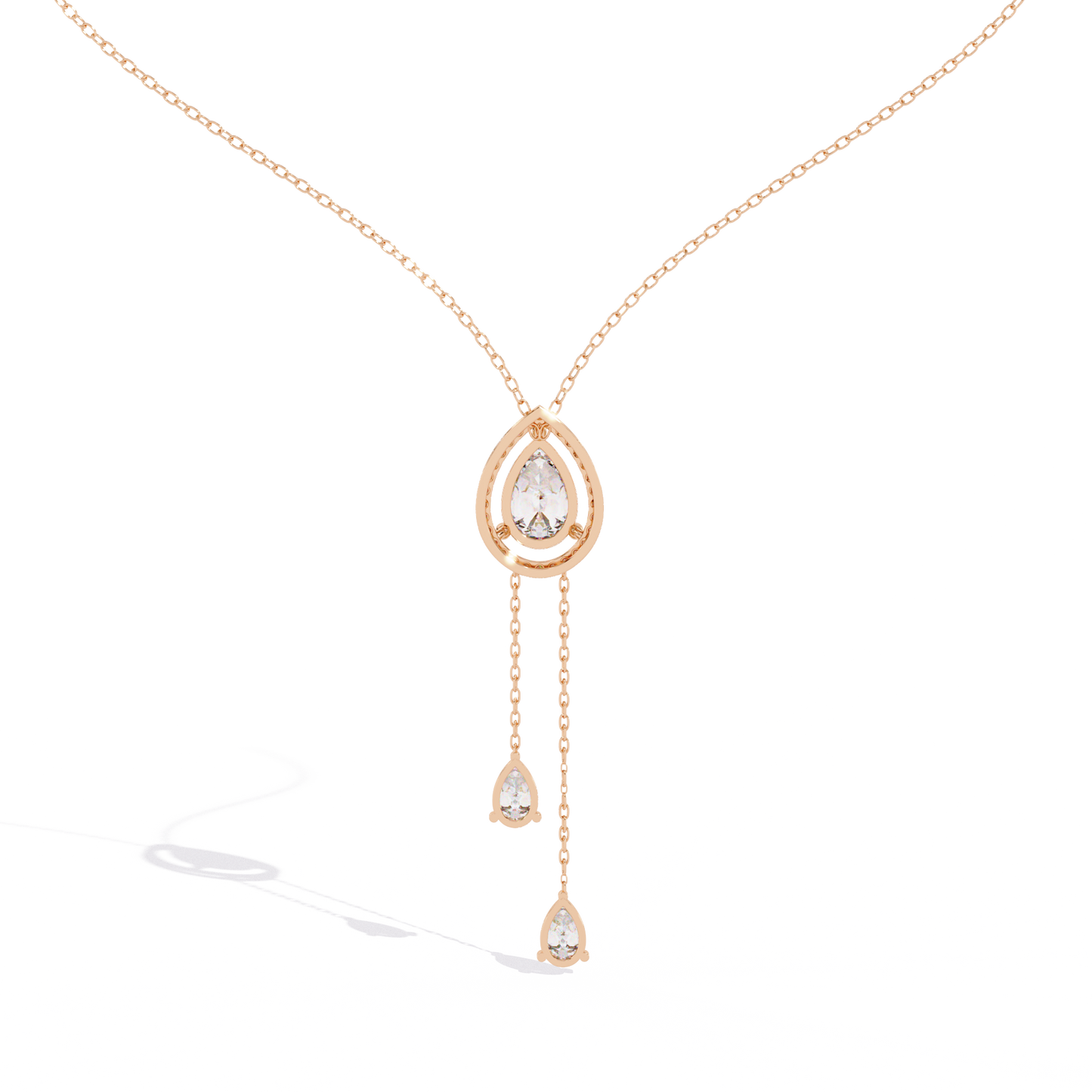 Celestial Drop Halo Diamond Necklace