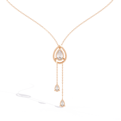 Celestial Drop Halo Diamond Necklace