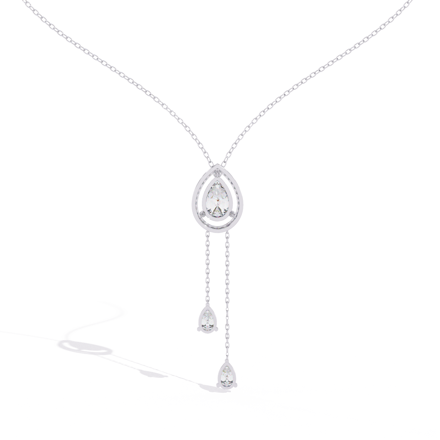 Celestial Drop Halo Diamond Necklace
