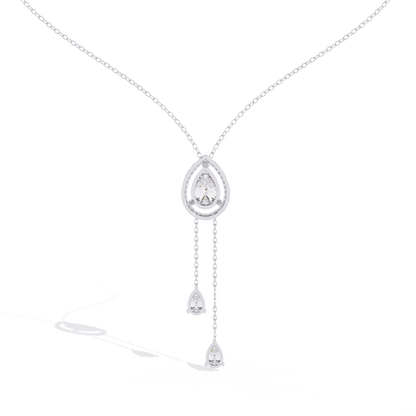 Celestial Drop Halo Diamond Necklace