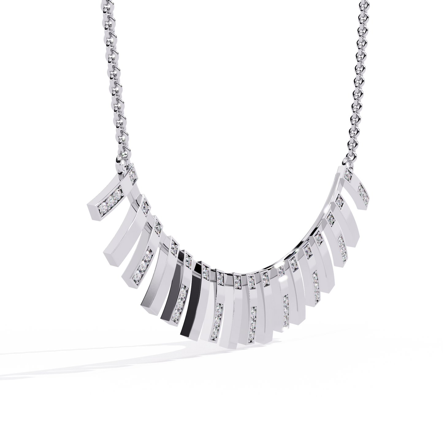 Graduated Bar Pavé Diamond Statement Necklace
