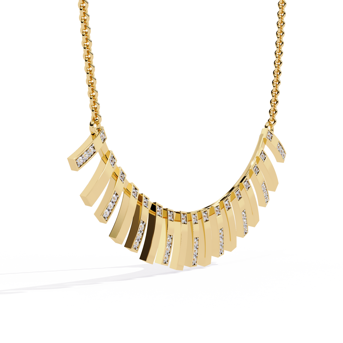 Graduated Bar Pavé Diamond Statement Necklace