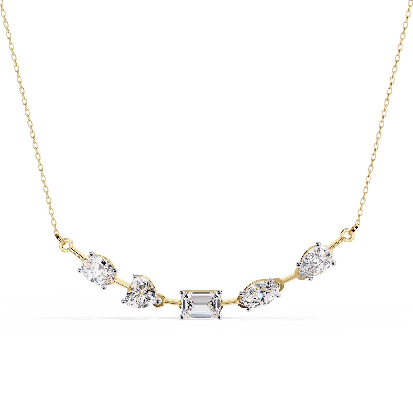 Aurora Multi-Cut Diamond Bar Necklace