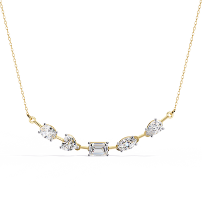 Aurora Multi-Cut Diamond Bar Necklace