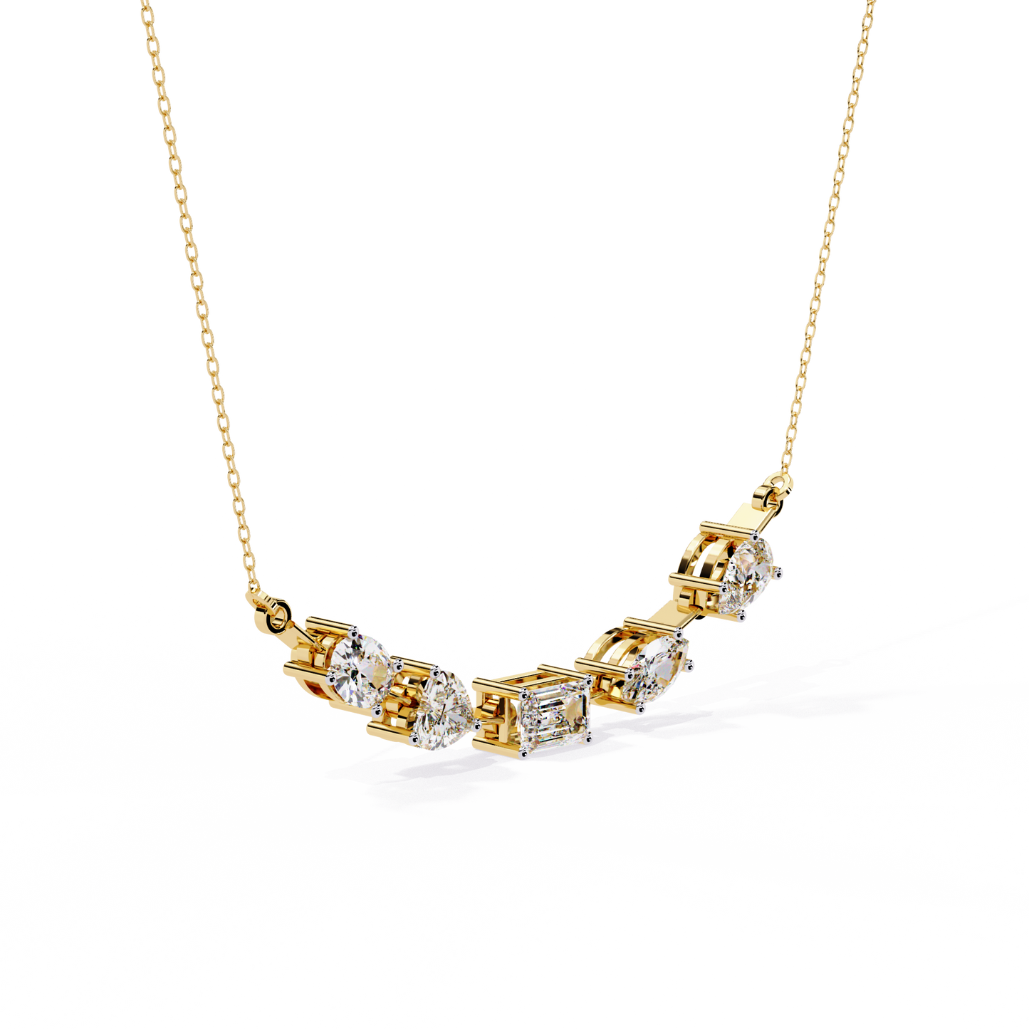 Aurora Multi-Cut Diamond Bar Necklace
