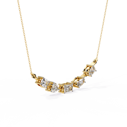 Aurora Multi-Cut Diamond Bar Necklace