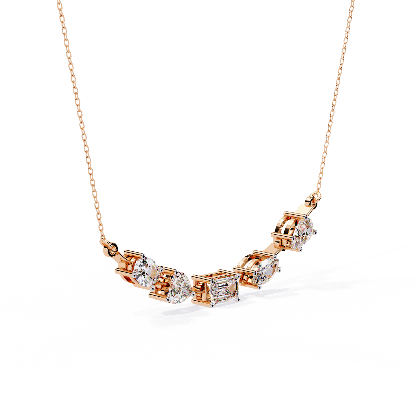Aurora Multi-Cut Diamond Bar Necklace