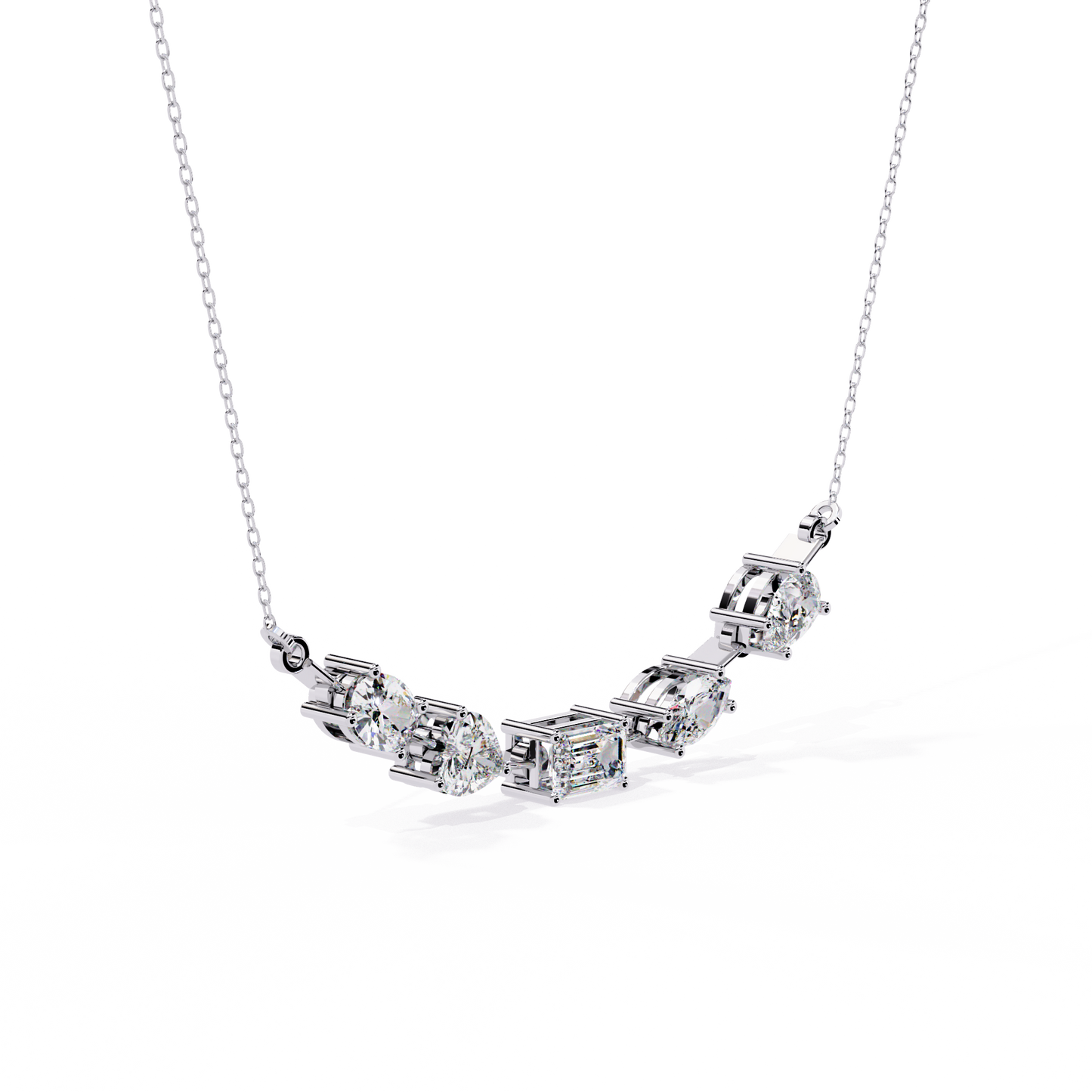 Aurora Multi-Cut Diamond Bar Necklace