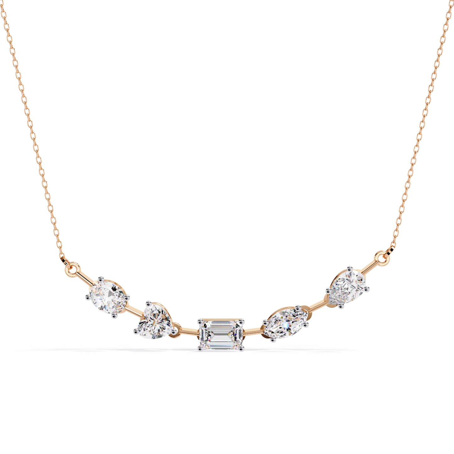 Aurora Multi-Cut Diamond Bar Necklace