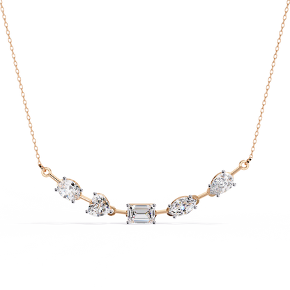 Aurora Multi-Cut Diamond Bar Necklace