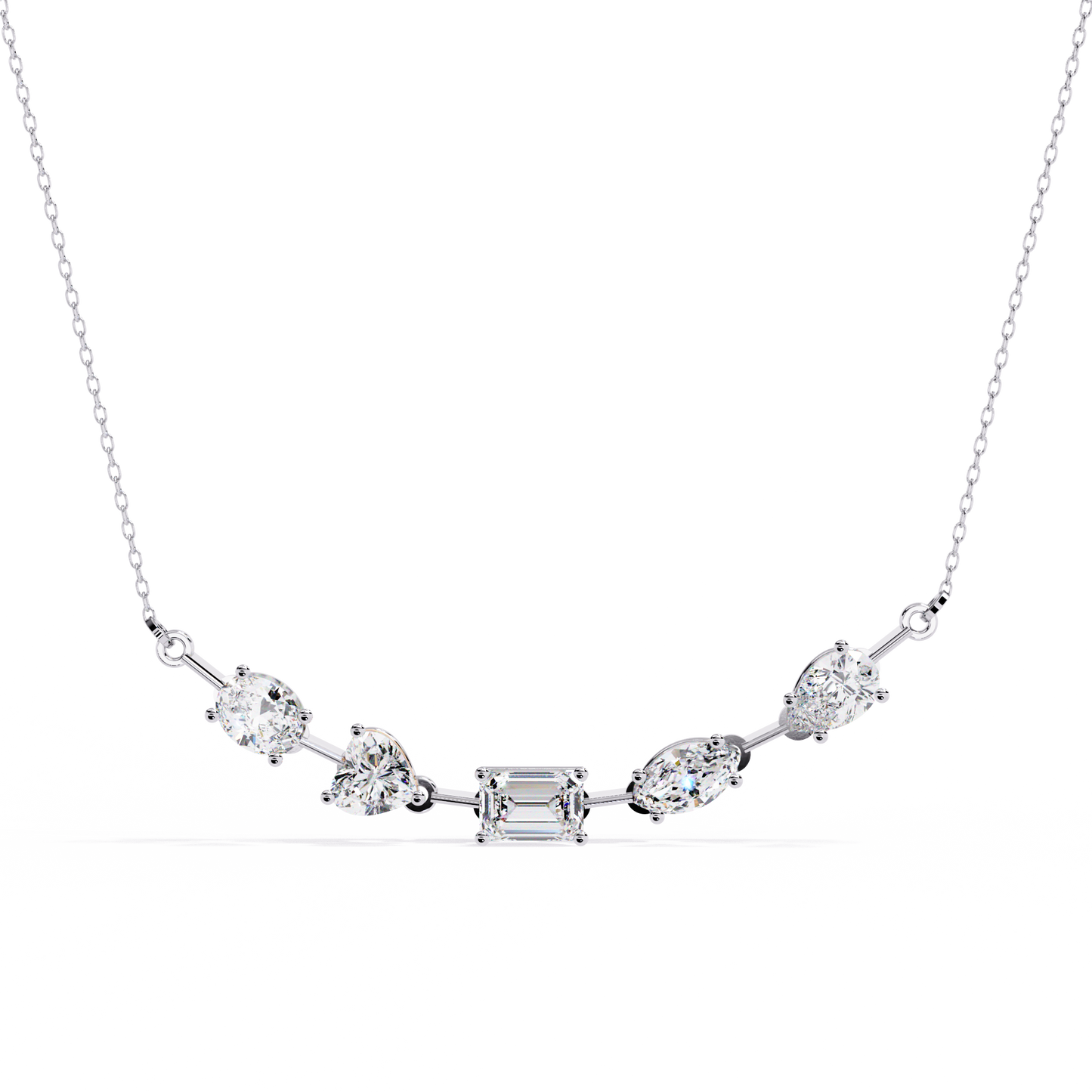 Aurora Multi-Cut Diamond Bar Necklace