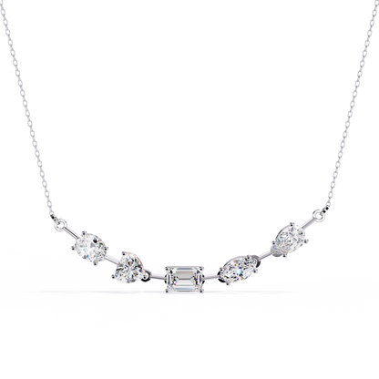 Aurora Multi-Cut Diamond Bar Necklace