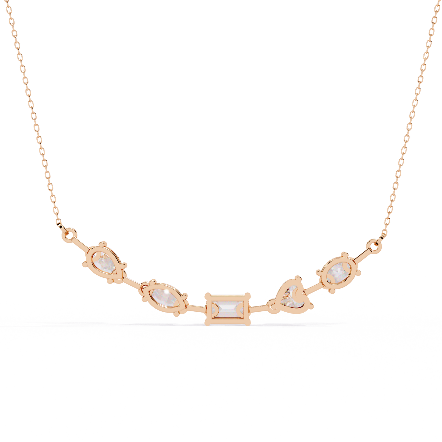 Aurora Multi-Cut Diamond Bar Necklace