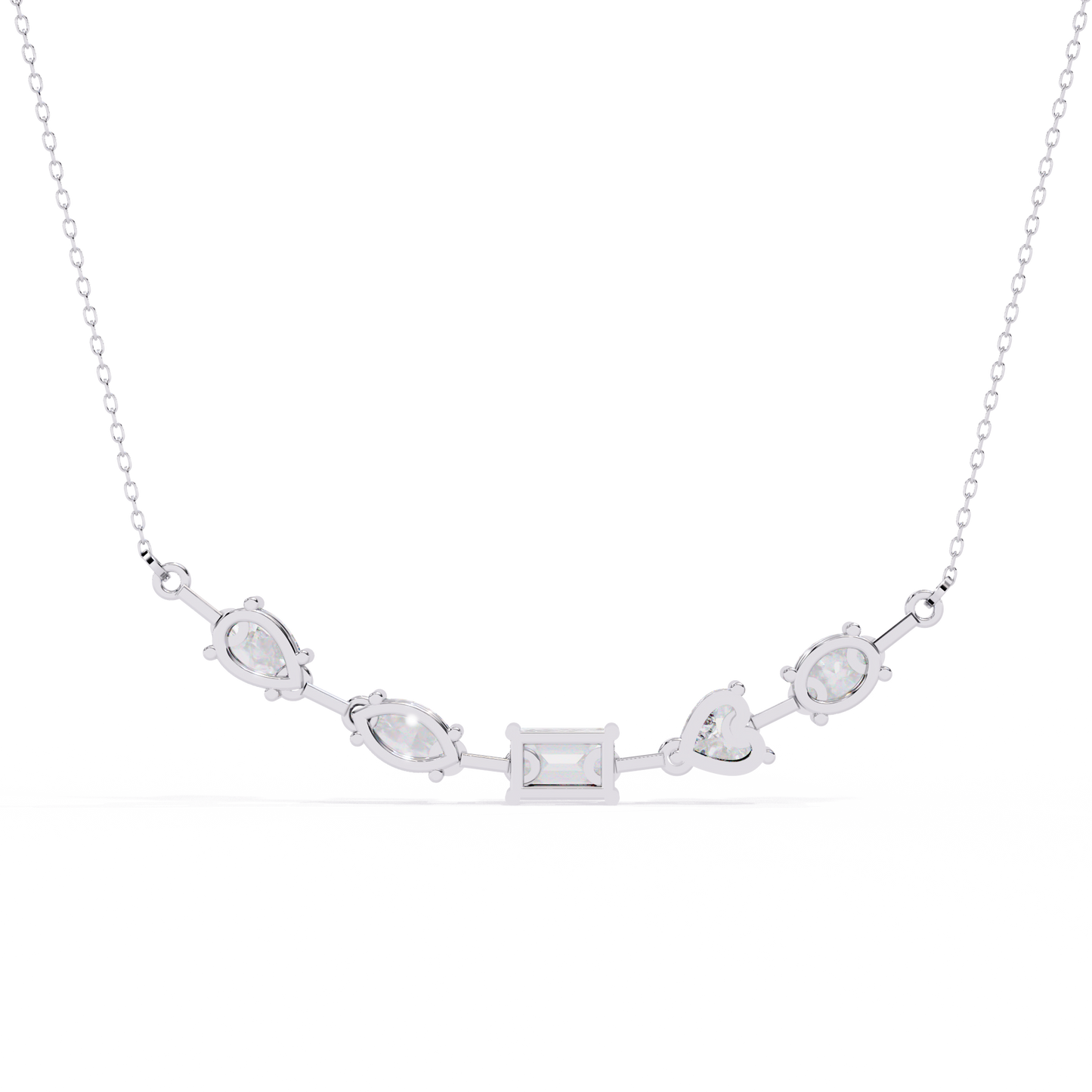 Aurora Multi-Cut Diamond Bar Necklace