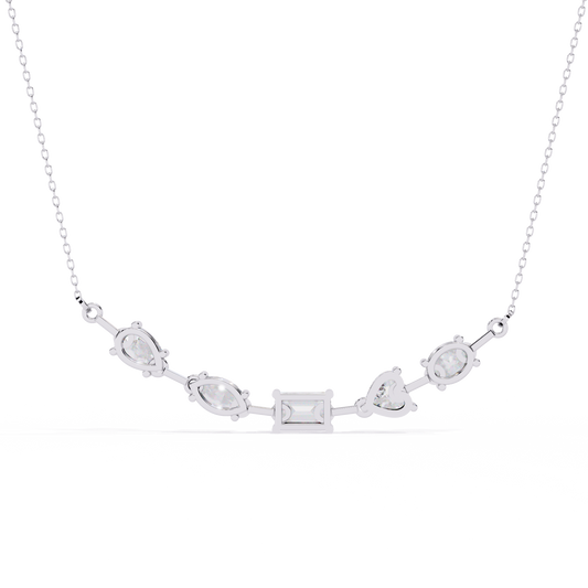 Aurora Multi-Cut Diamond Bar Necklace