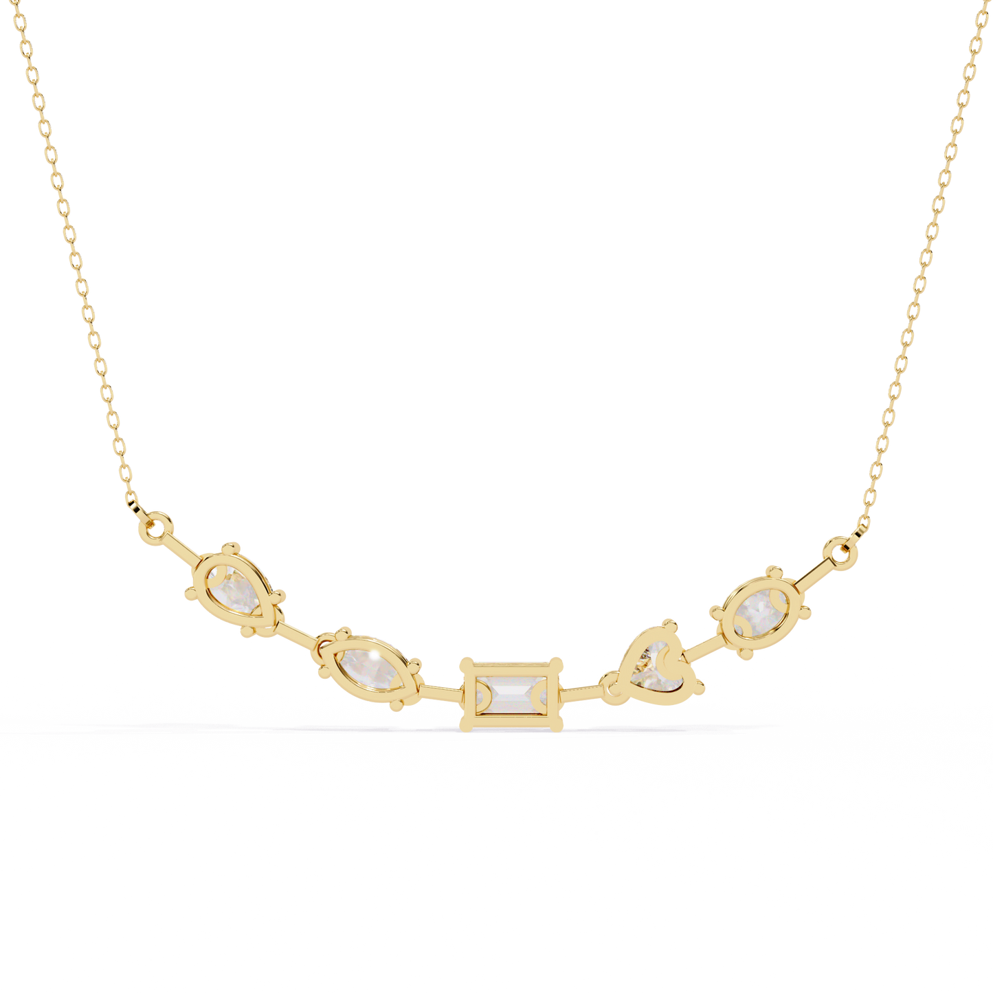 Aurora Multi-Cut Diamond Bar Necklace