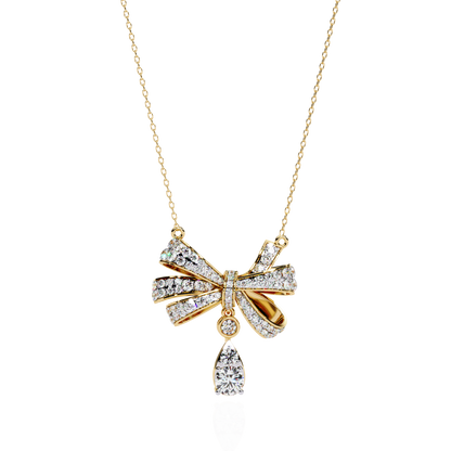 Luxe Bow Drop Diamond Necklace