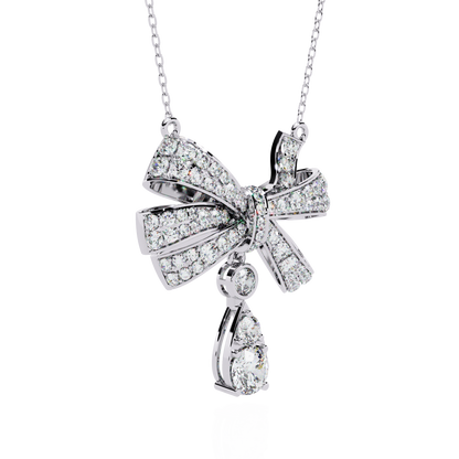 Luxe Bow Drop Diamond Necklace