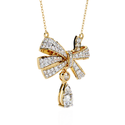 Luxe Bow Drop Diamond Necklace