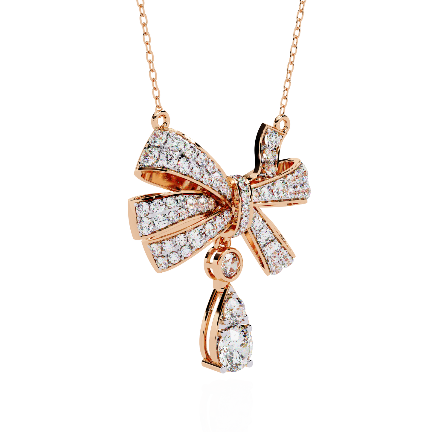 Luxe Bow Drop Diamond Necklace