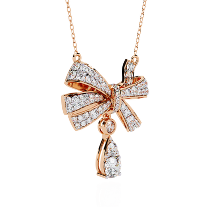 Luxe Bow Drop Diamond Necklace
