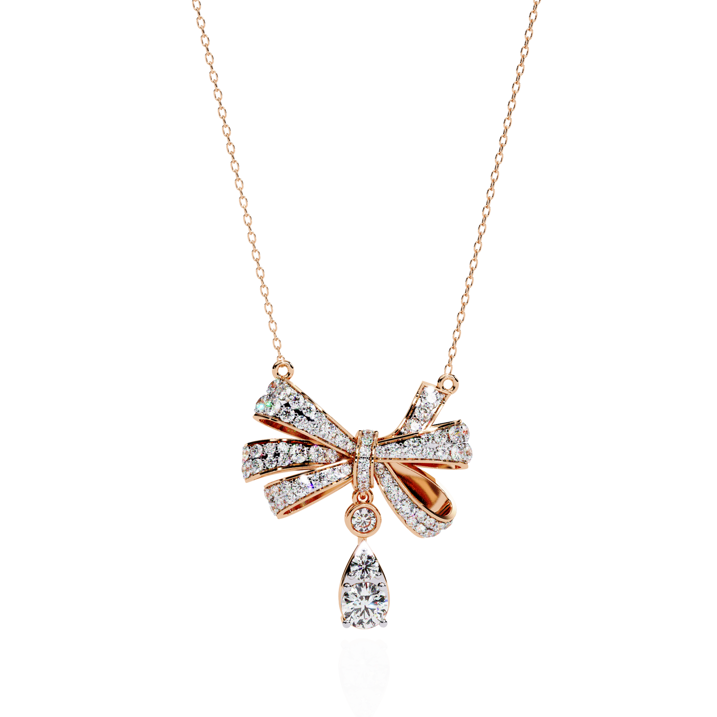 Luxe Bow Drop Diamond Necklace