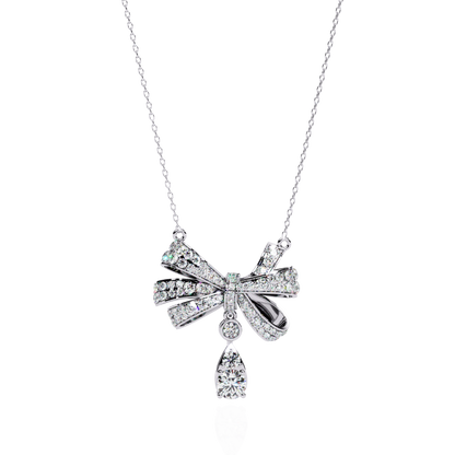 Luxe Bow Drop Diamond Necklace