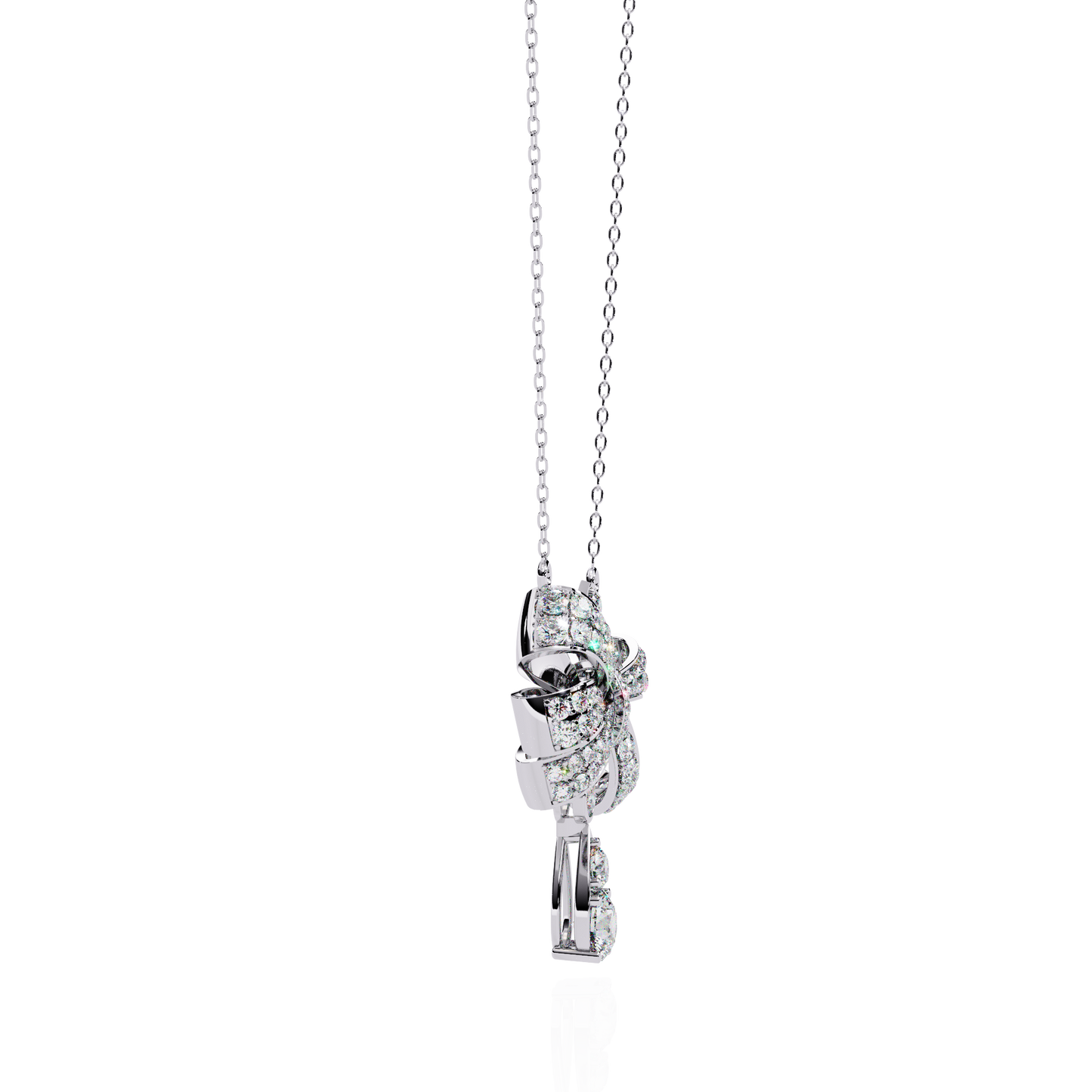Luxe Bow Drop Diamond Necklace