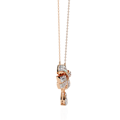 Luxe Bow Drop Diamond Necklace