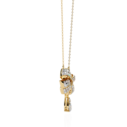 Luxe Bow Drop Diamond Necklace
