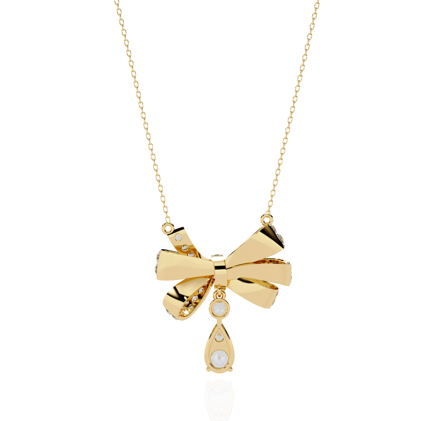 Luxe Bow Drop Diamond Necklace