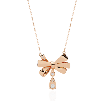 Luxe Bow Drop Diamond Necklace