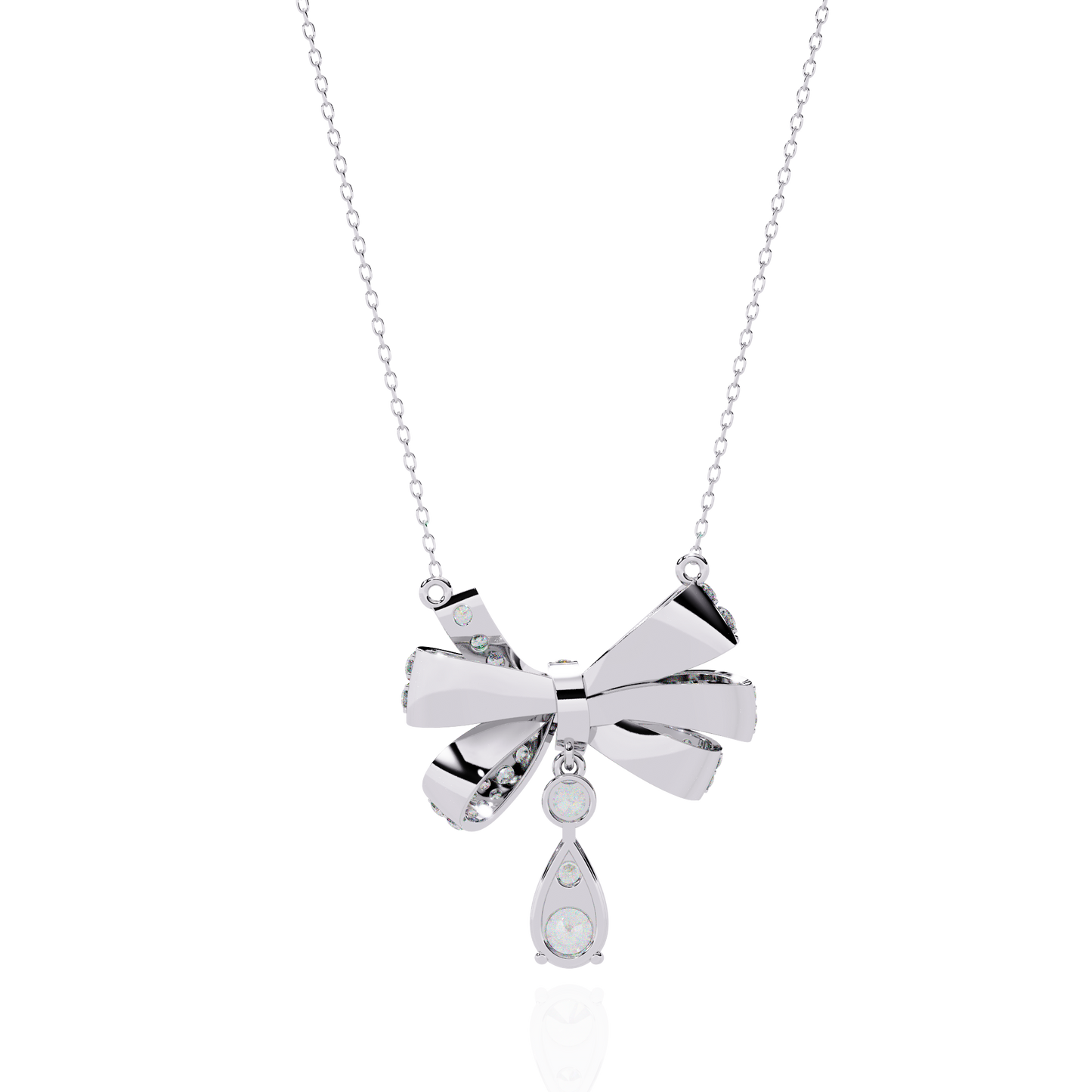 Luxe Bow Drop Diamond Necklace