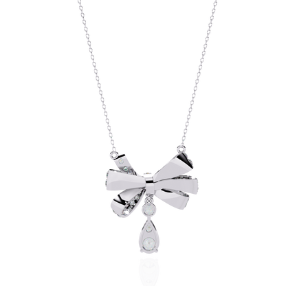 Luxe Bow Drop Diamond Necklace
