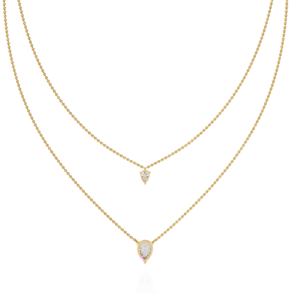 Layered Pear Cut Diamond Drop Necklace