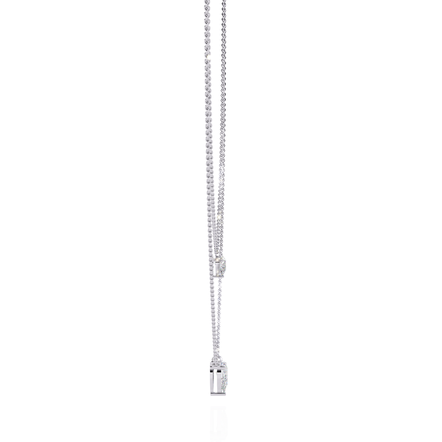 Layered Pear Cut Diamond Drop Necklace