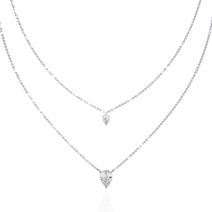 Layered Pear Cut Diamond Drop Necklace