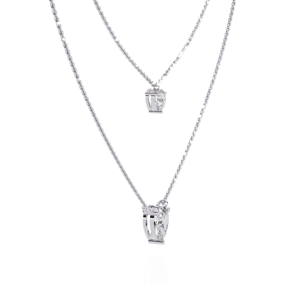 Layered Pear Cut Diamond Drop Necklace
