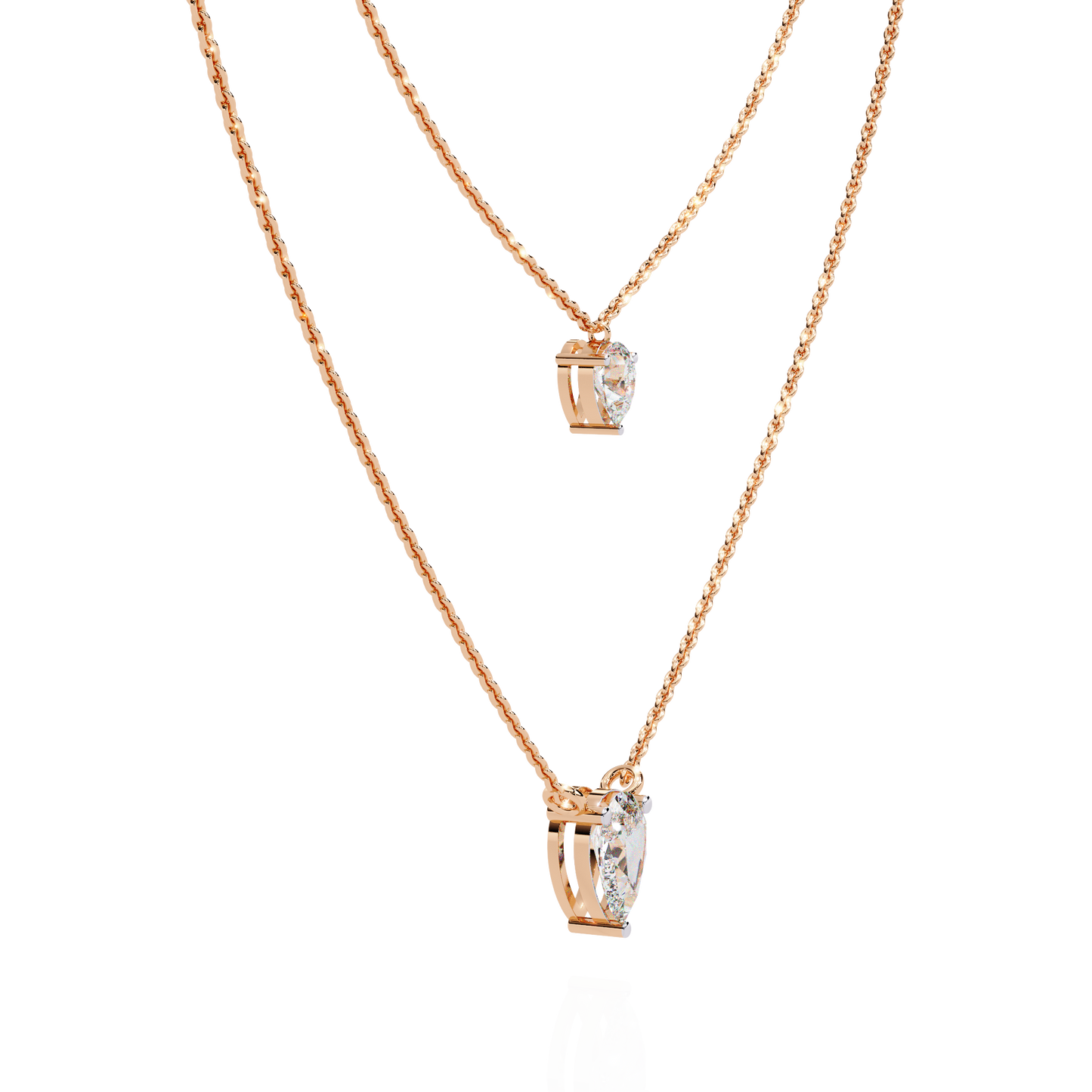 Layered Pear Cut Diamond Drop Necklace