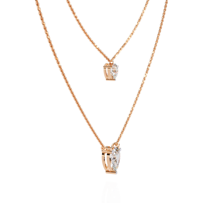 Layered Pear Cut Diamond Drop Necklace