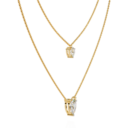 Layered Pear Cut Diamond Drop Necklace