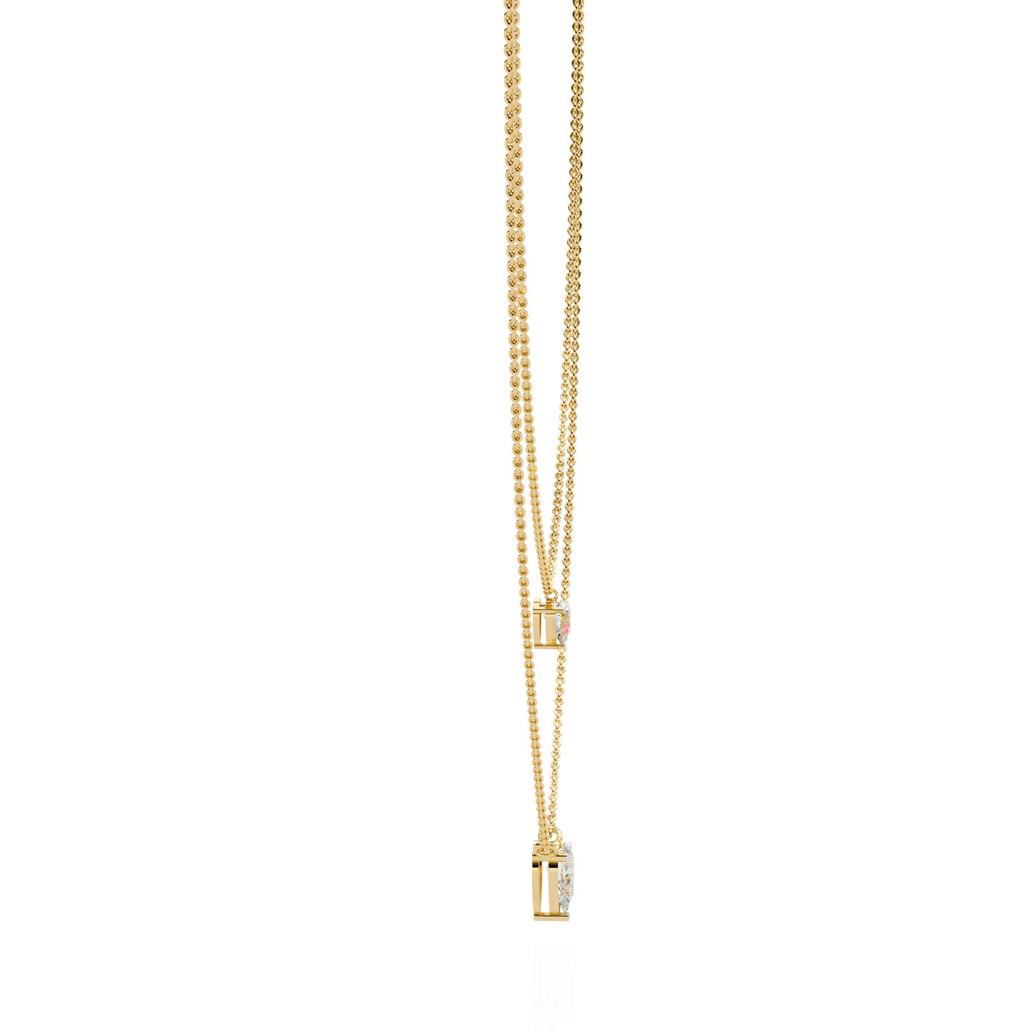 Layered Pear Cut Diamond Drop Necklace