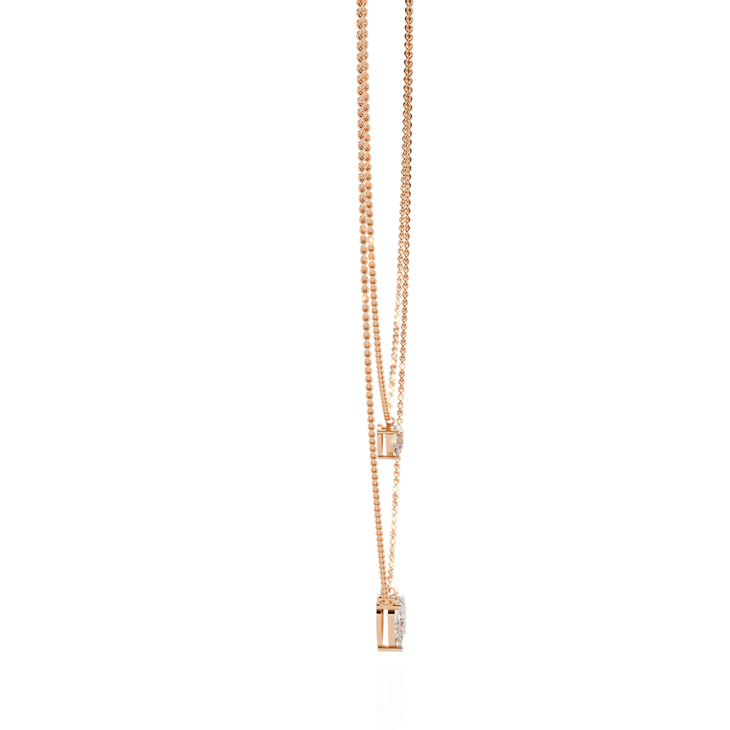 Layered Pear Cut Diamond Drop Necklace