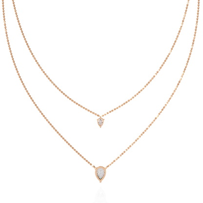 Layered Pear Cut Diamond Drop Necklace